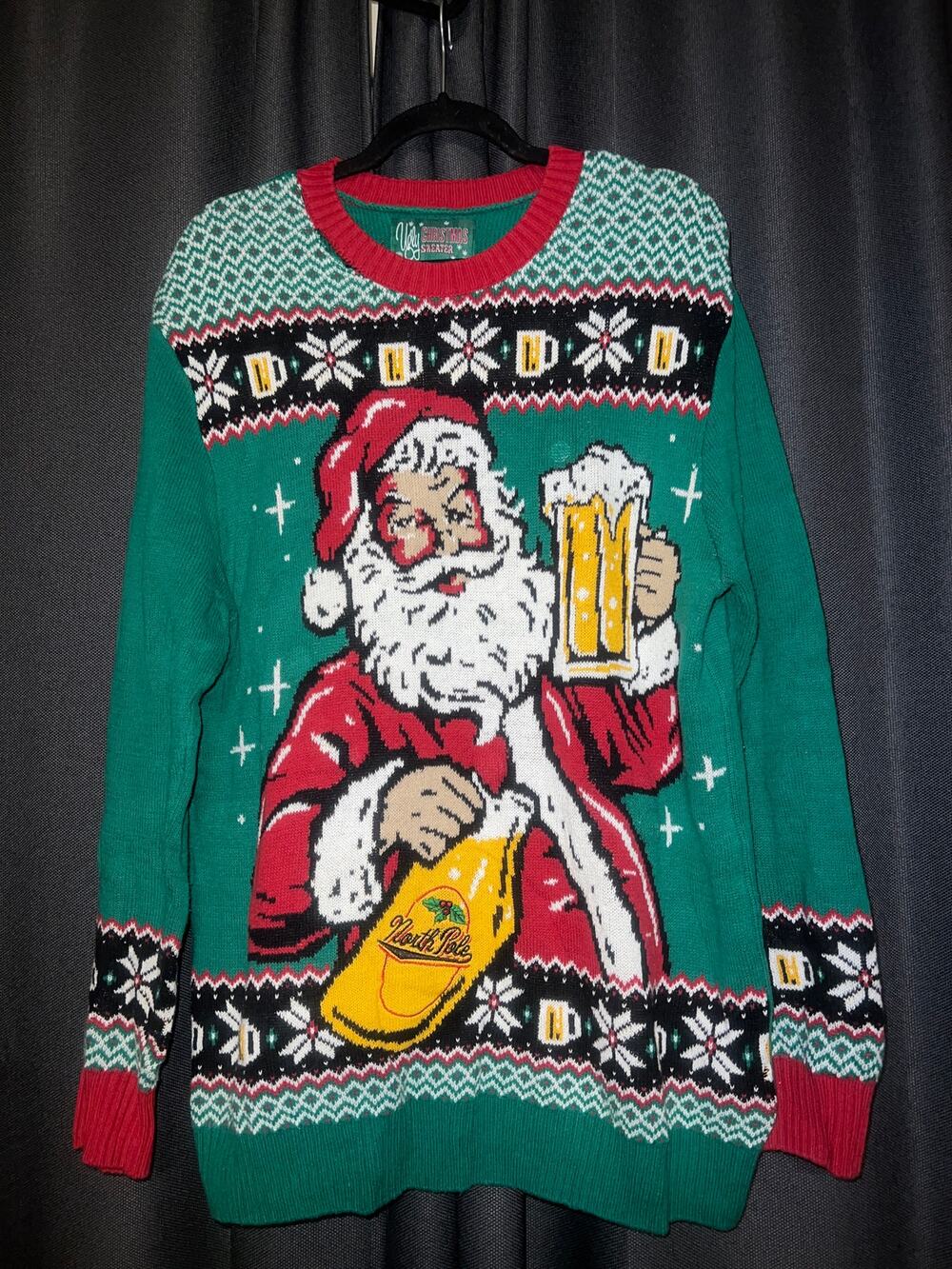 Ugly Christmas Sweater Xmas Size Large Beer